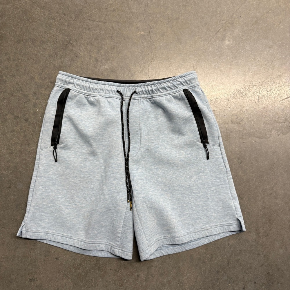 American Eagle Mens Active Shorts Light Blue Heathered Zipper Pockets Size M